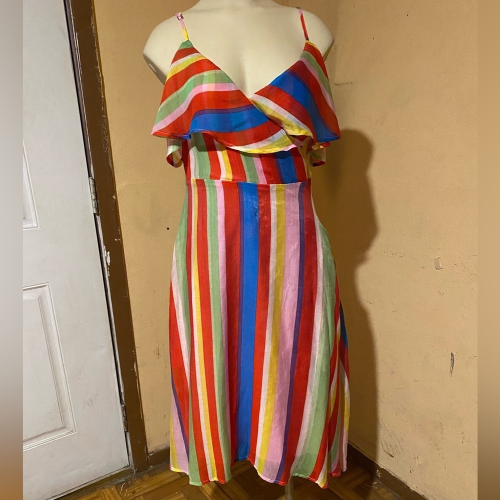 Lulu's Red and Blue Ruffled Slit Sundress - Picture 16 of 16